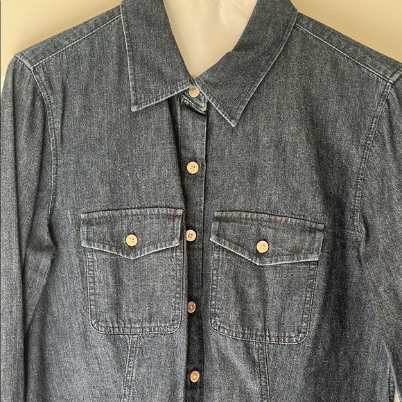 Talbots Women's Dark Denim Button Down Shirt - Picture 3 of 10